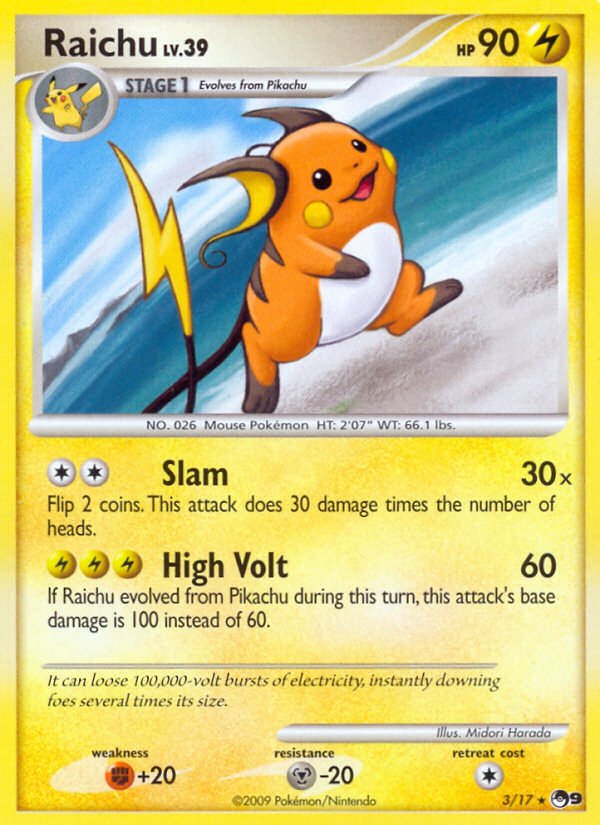 Raichu (3/17) - POP Series 9 Pokémon Card