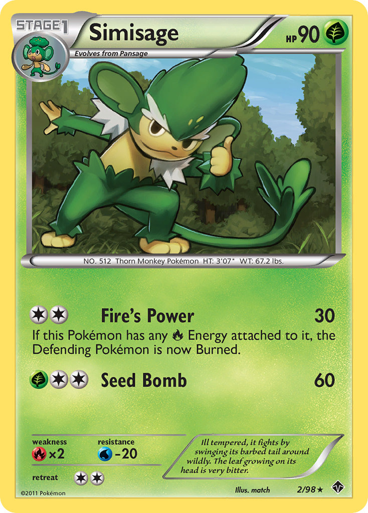 Simisage (2/98) - Emerging Powers Pokémon Card