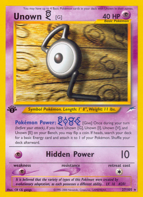 Unown [G] (27/105) - Neo Destiny Pokémon Card