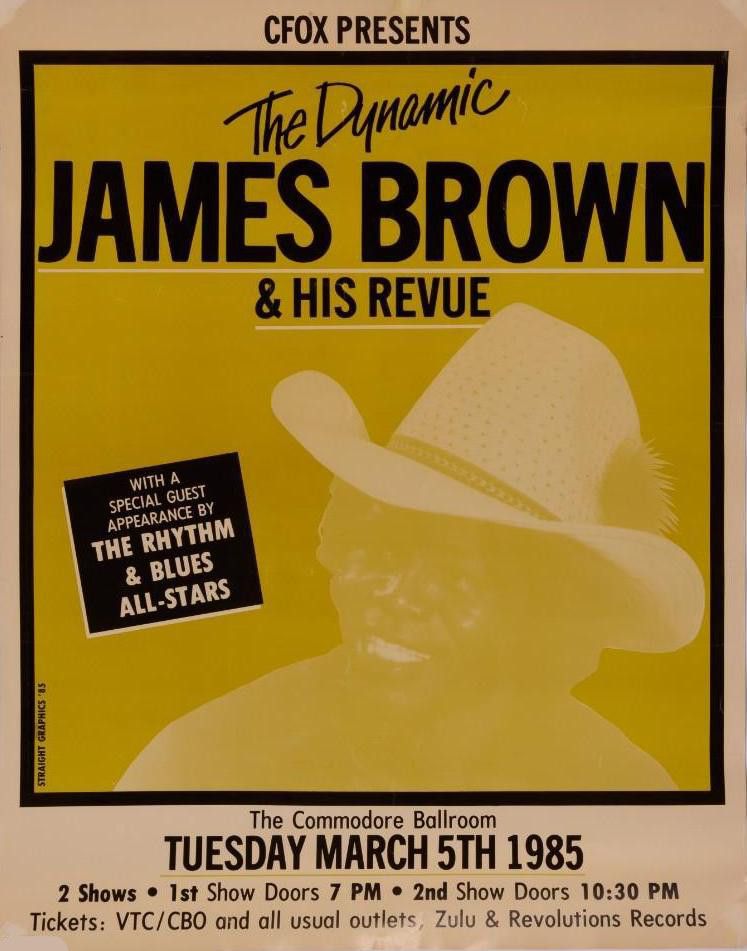 James Brown Commodore Ballroom 1985 Concert Poster