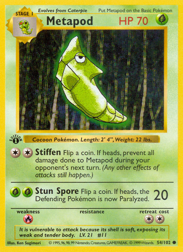 Metapod (54/102) - Base (1st Edition) Pokémon Card