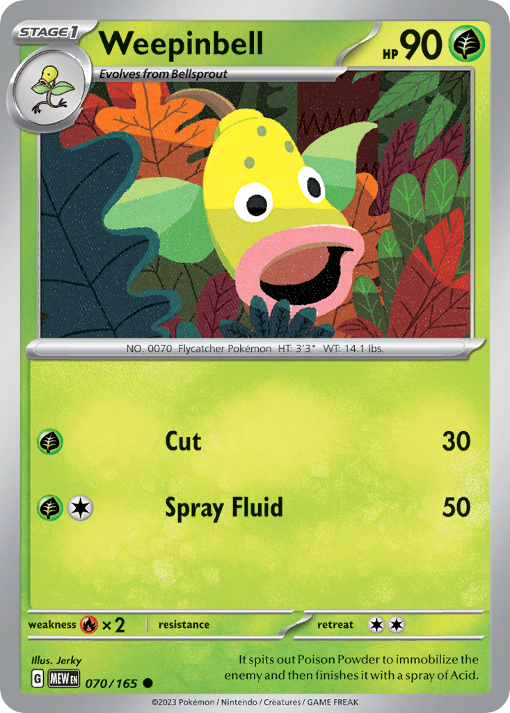 Weepinbell (70/165) - 151 Pokémon Card