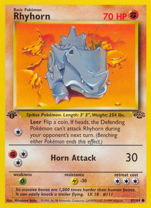 Rhyhorn (61/64) - Jungle (1st Edition) Pokémon Card