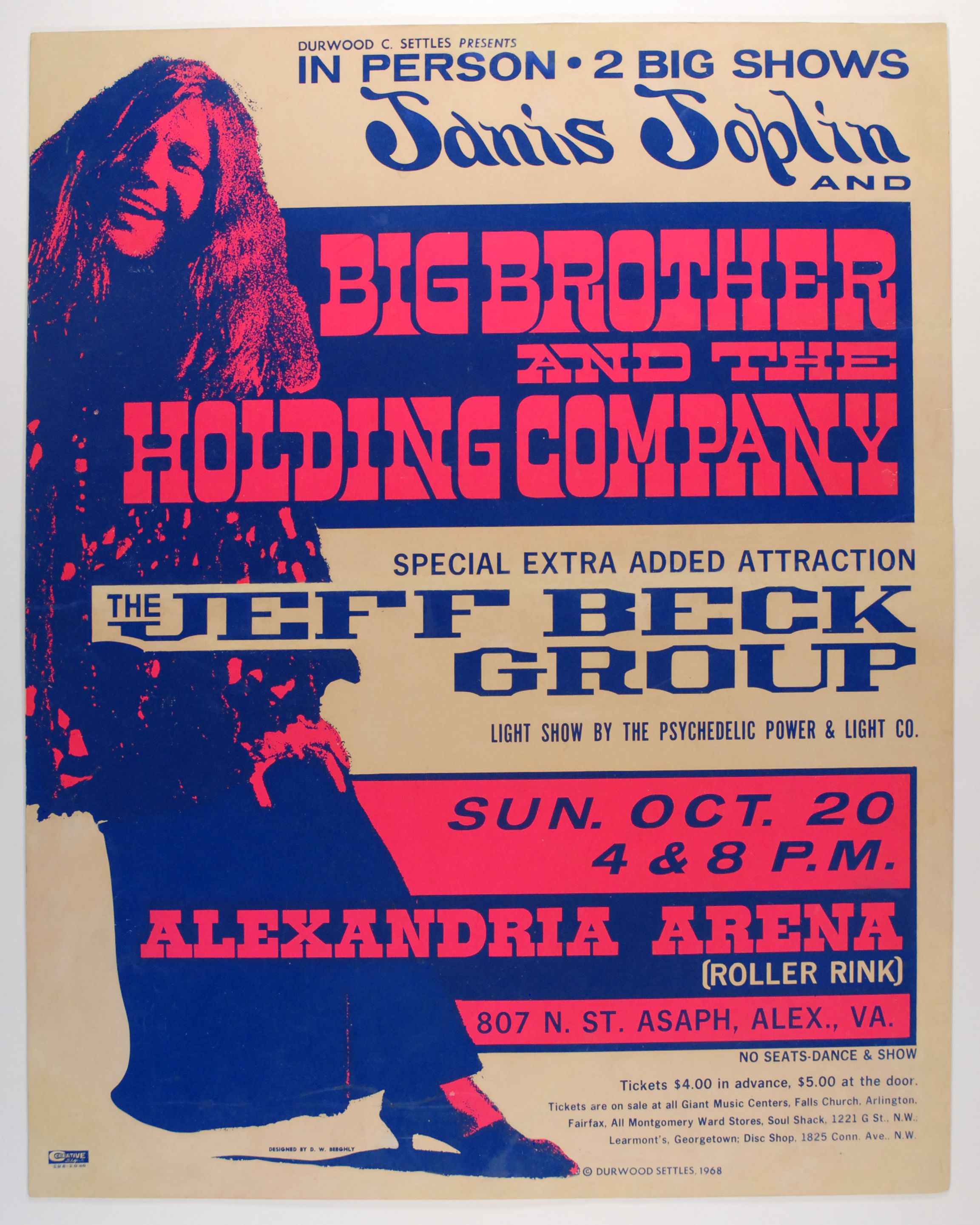 Janis Joplin Alexandria Arena 1968 Concert Poster
