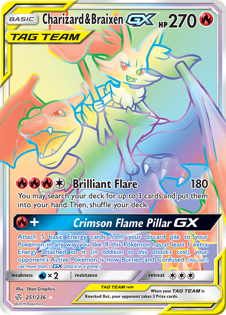 Charizard & Braixen GX (251/236) - Cosmic Eclipse Pokémon Card