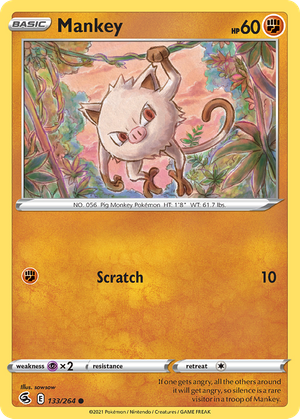 Mankey (133/264) - Fusion Strike (Reverse Holo)