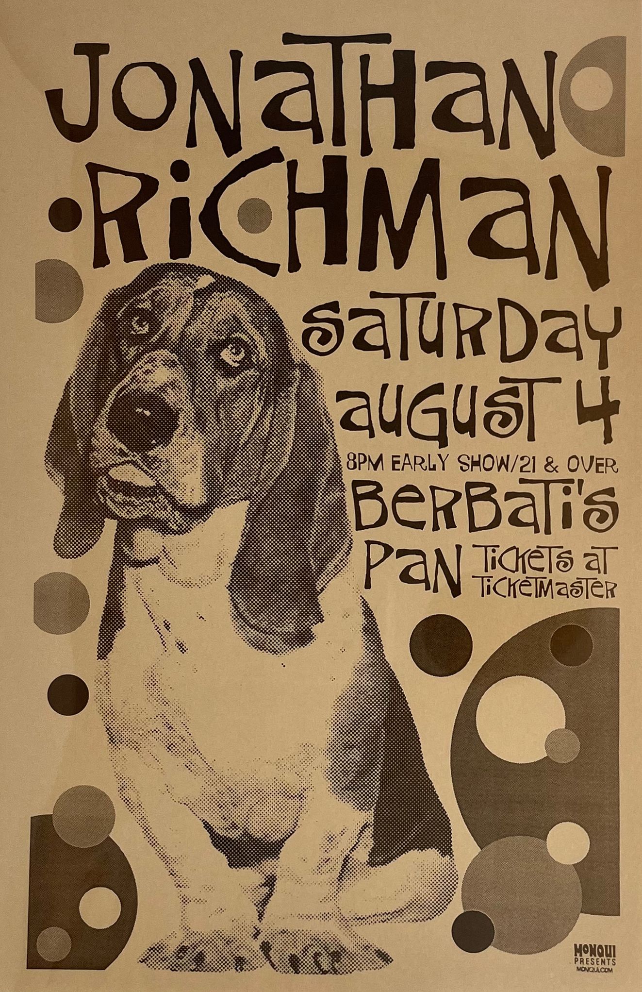 MXP-140.28 Jonathan Richman Berbati's Pan 2001 Concert Poster