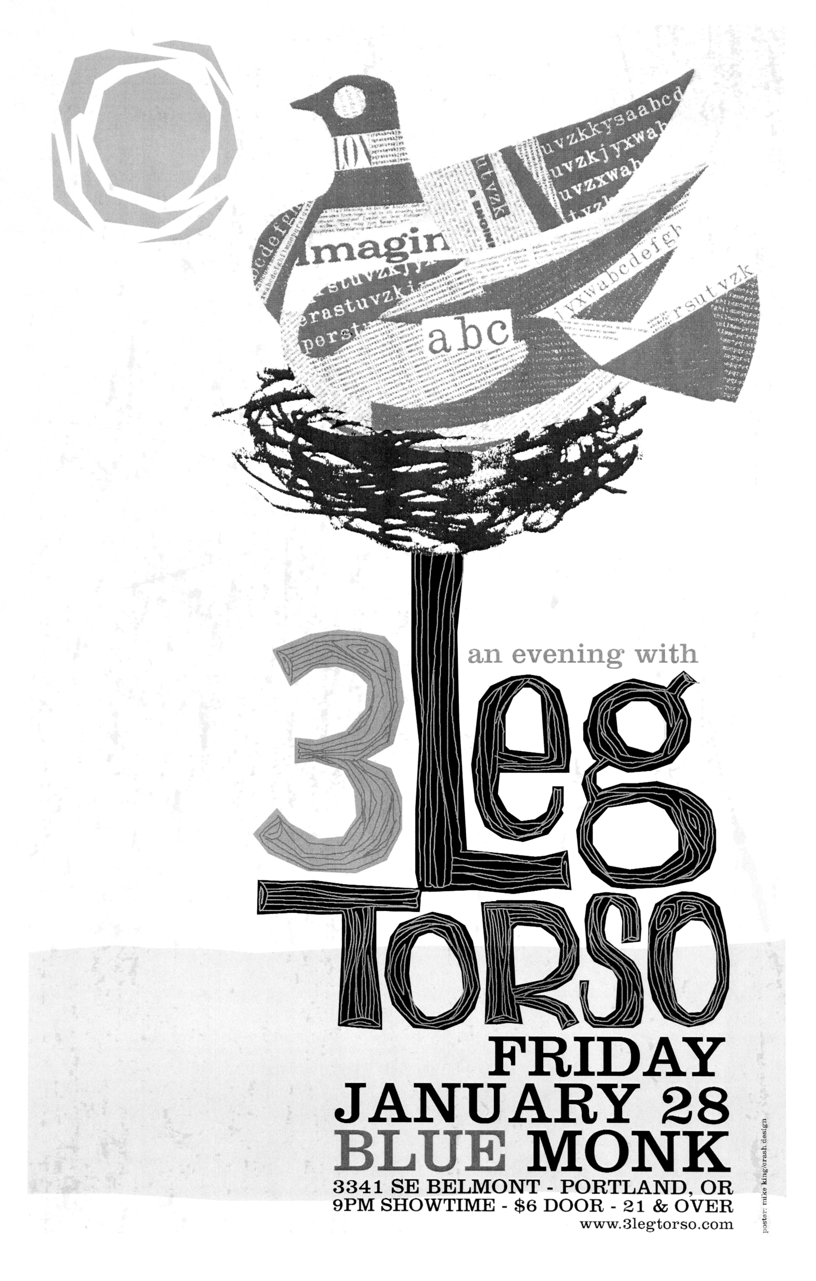 MXP-206.1 3 Leg Torso 2011 Blue Monk  Jan 28 Concert Poster
