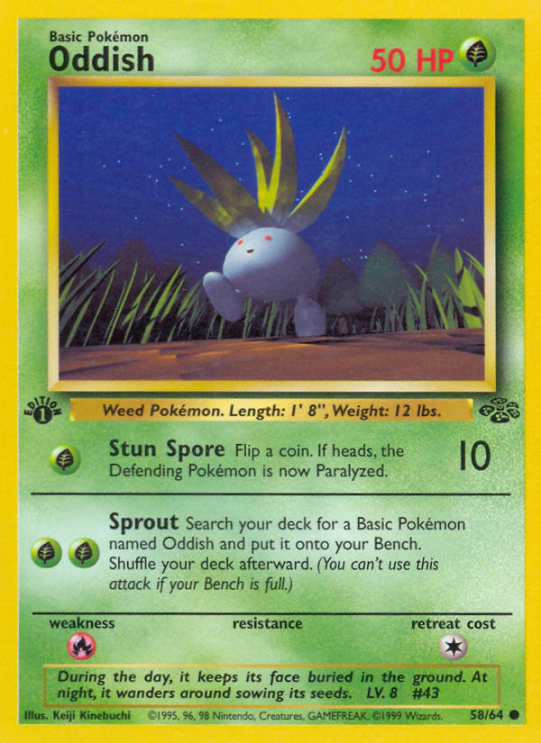 Oddish (58/64) - Jungle (1st Edition) Pokémon Card