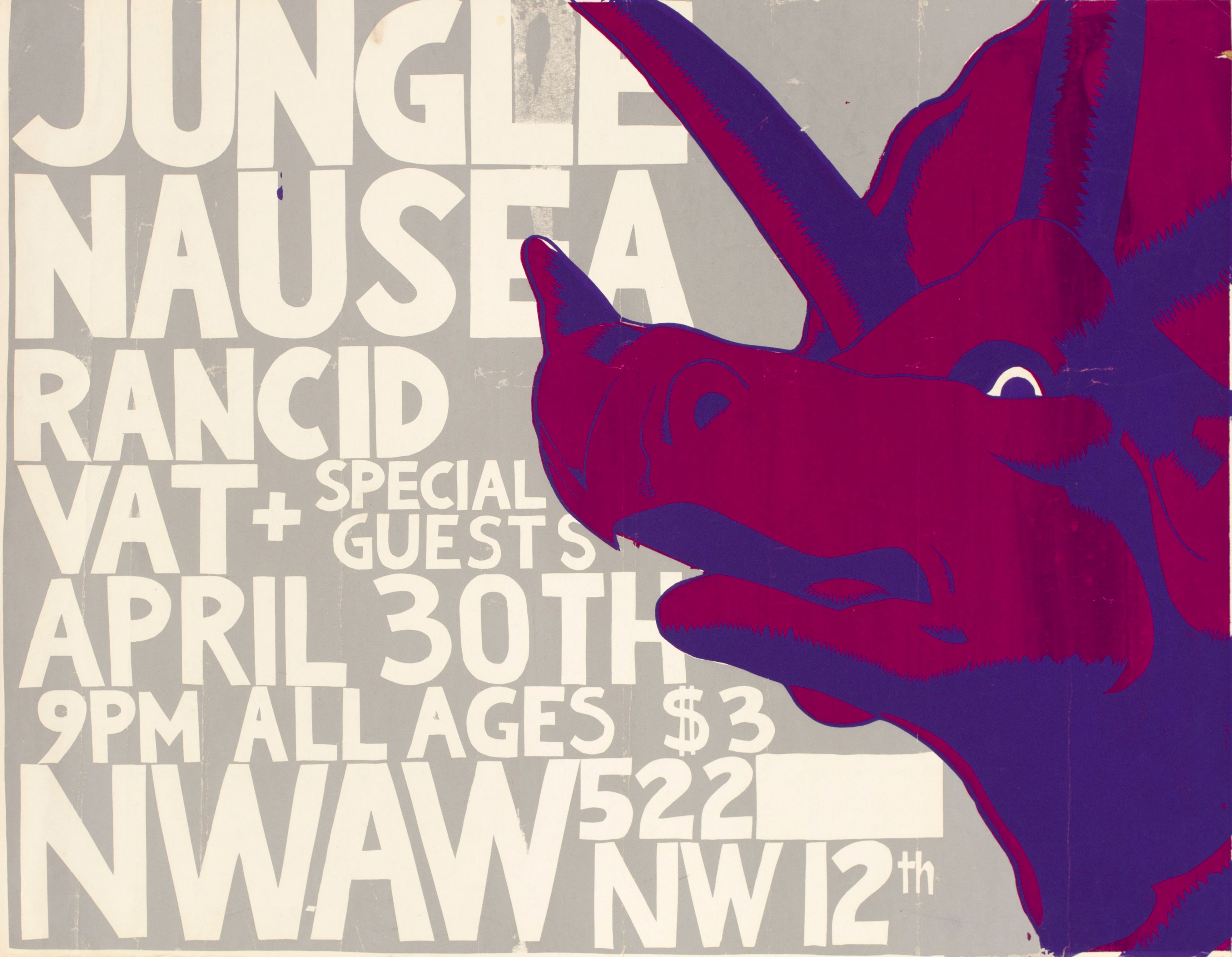 MXP-57.2 Jungle Nausea 1982 Nwaw  Apr 30 Concert Poster