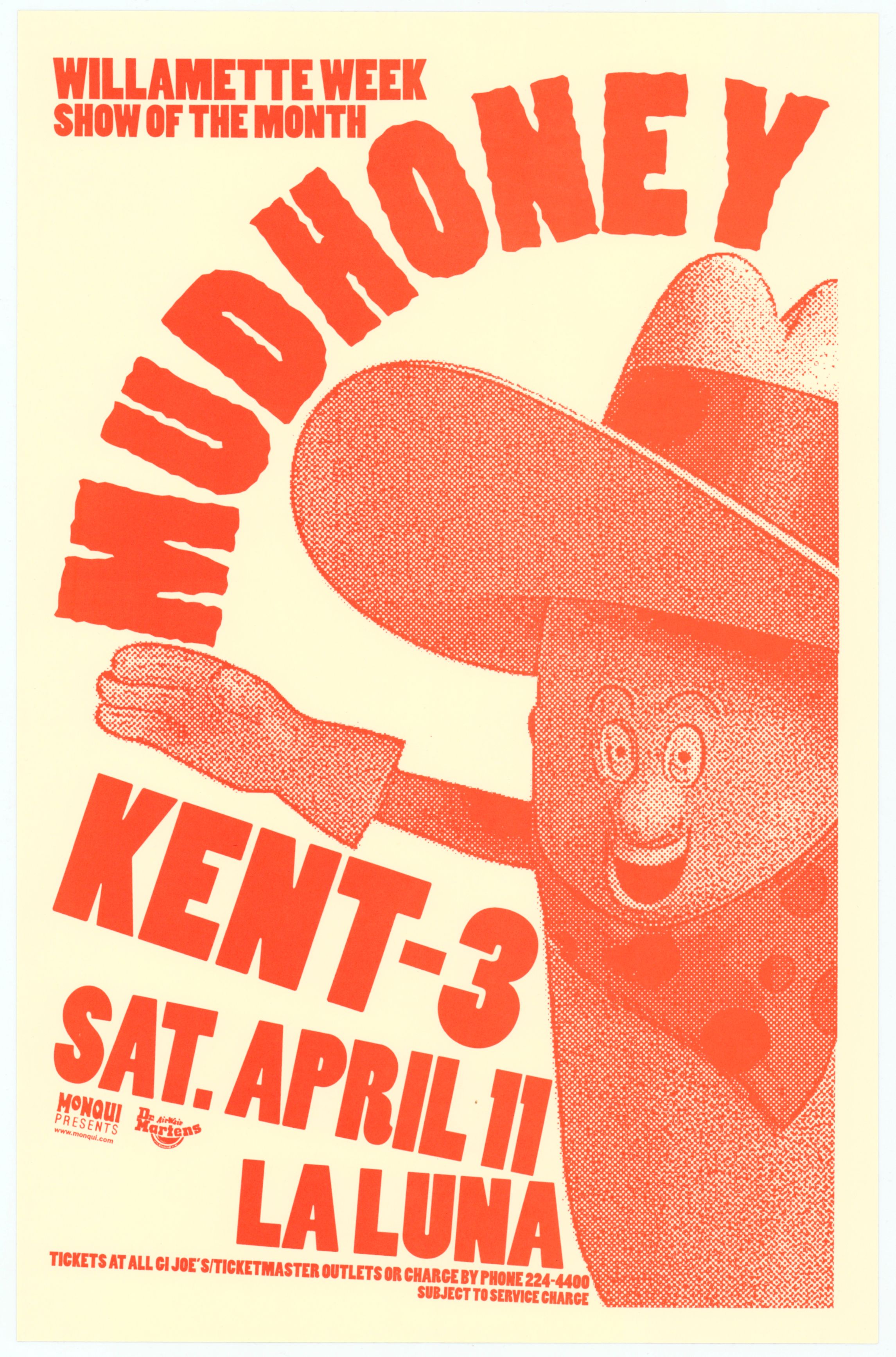 Mudhoney & Kent-3 La Luna 1998 Concert Poster
