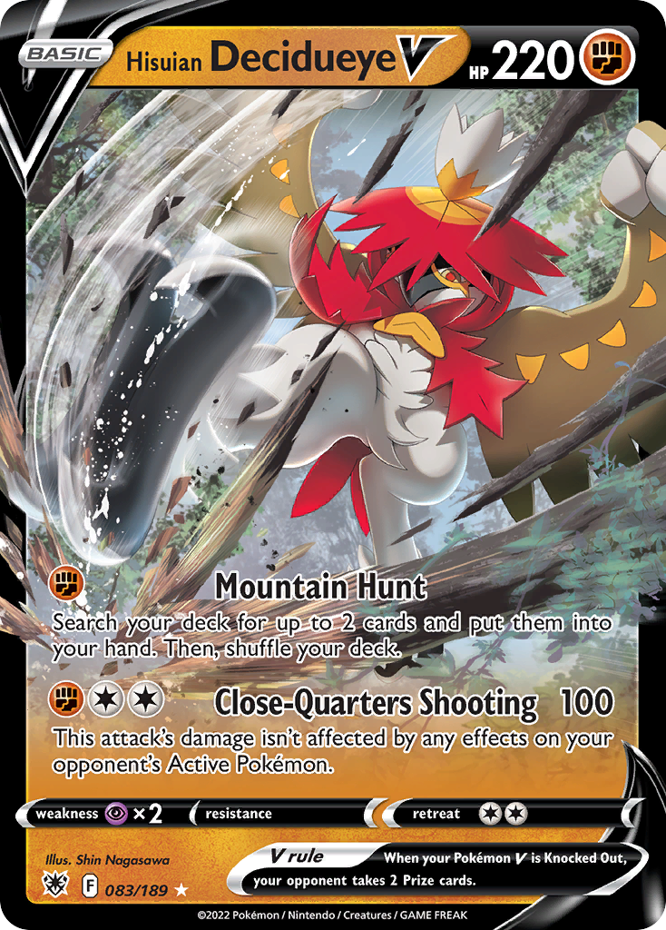 Hisuian Decidueye V (83/189) - Astral Radiance Pokémon Card