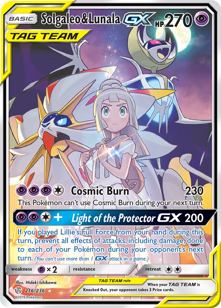 Solgaleo & Lunala GX (216/236) - Cosmic Eclipse Pokémon Card