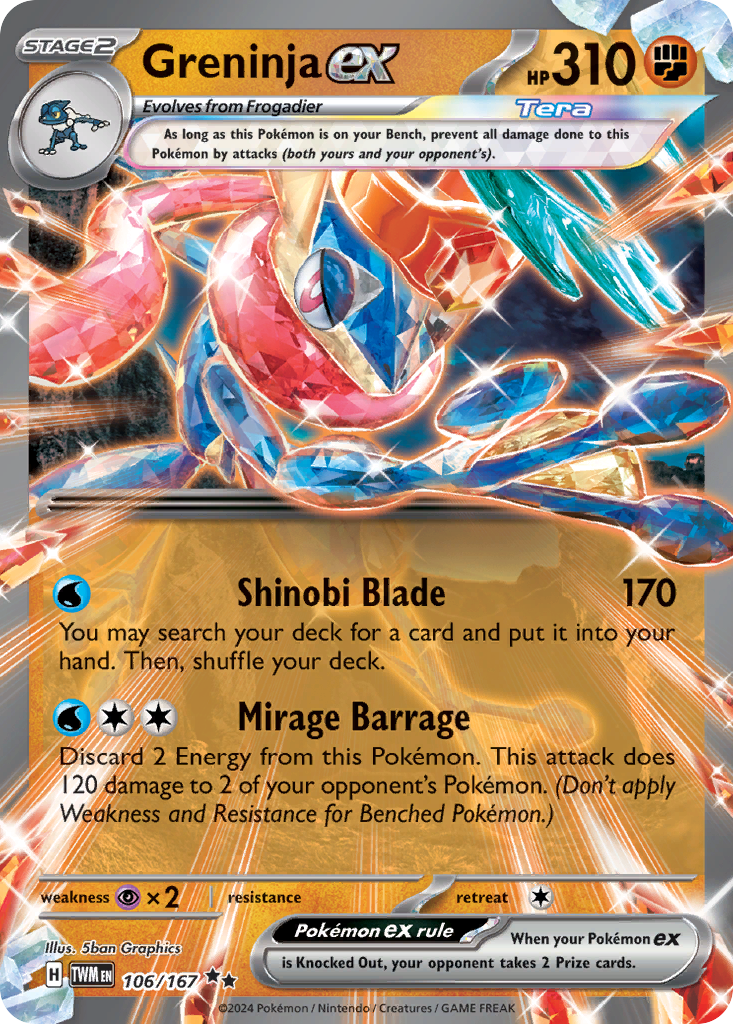 Greninja ex (106/167) - Twilight Masquerade Pokémon Card