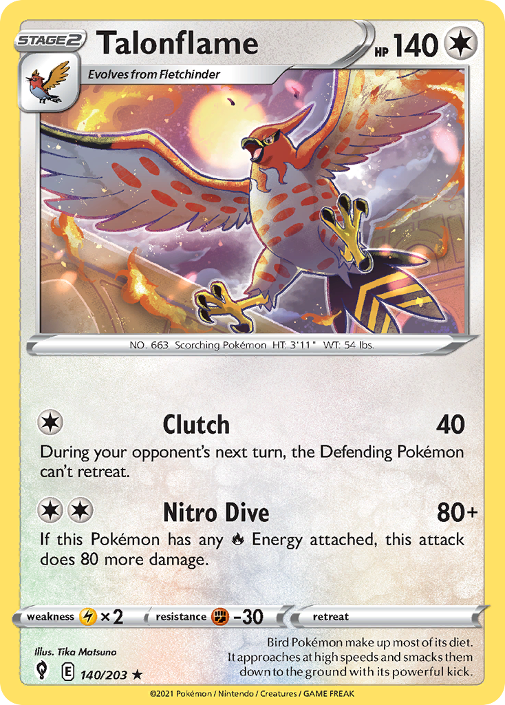 Talonflame (140/203) - Evolving Skies Pokémon Card