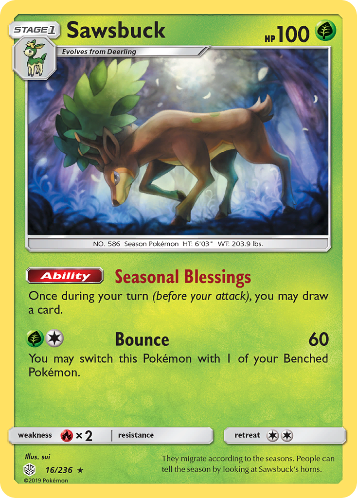 Sawsbuck (16/236) - Cosmic Eclipse Pokémon Card