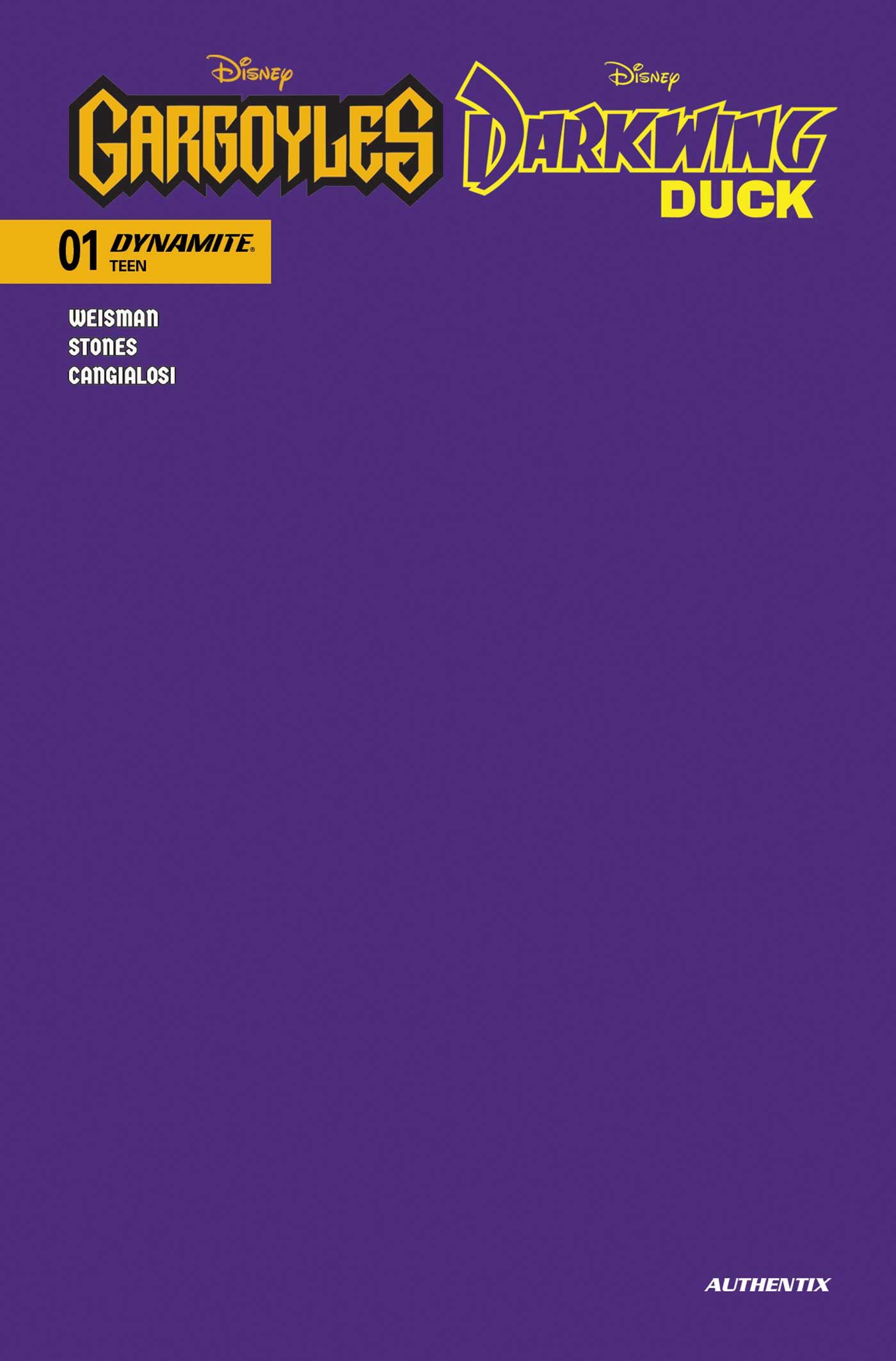 Gargoyles Darkwing Duck #1 (Cvr O Darkwing Purple Blank Authentix Foc Bonus Variant) Comic