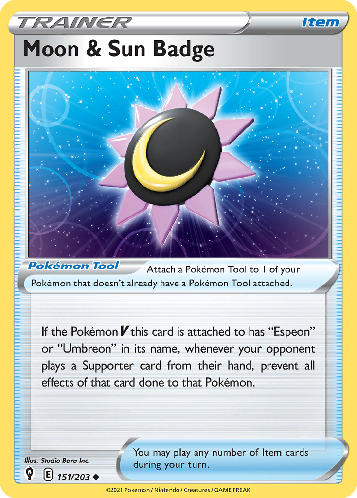 Moon & Sun Badge (Trainer: Item) (151/203) - Evolving Skies Pokémon Card