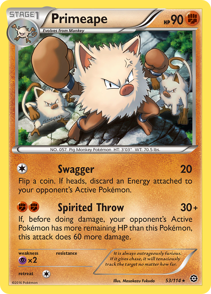 Primeape (53/114) - Steam Siege Pokémon Card