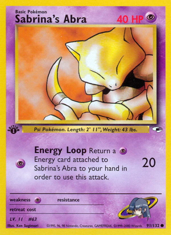 Sabrina's Abra (91/132) - Gym Heroes (1st Edition) Pokémon Card