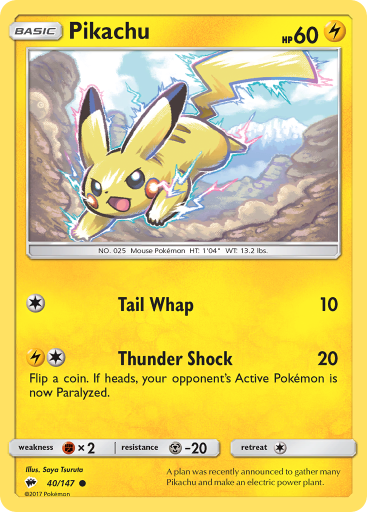 Pikachu (40/147) - Burning Shadows Pokémon Card