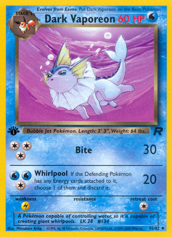 Dark Vaporeon (45/82) - Team Rocket (1st Edition) Pokémon Card