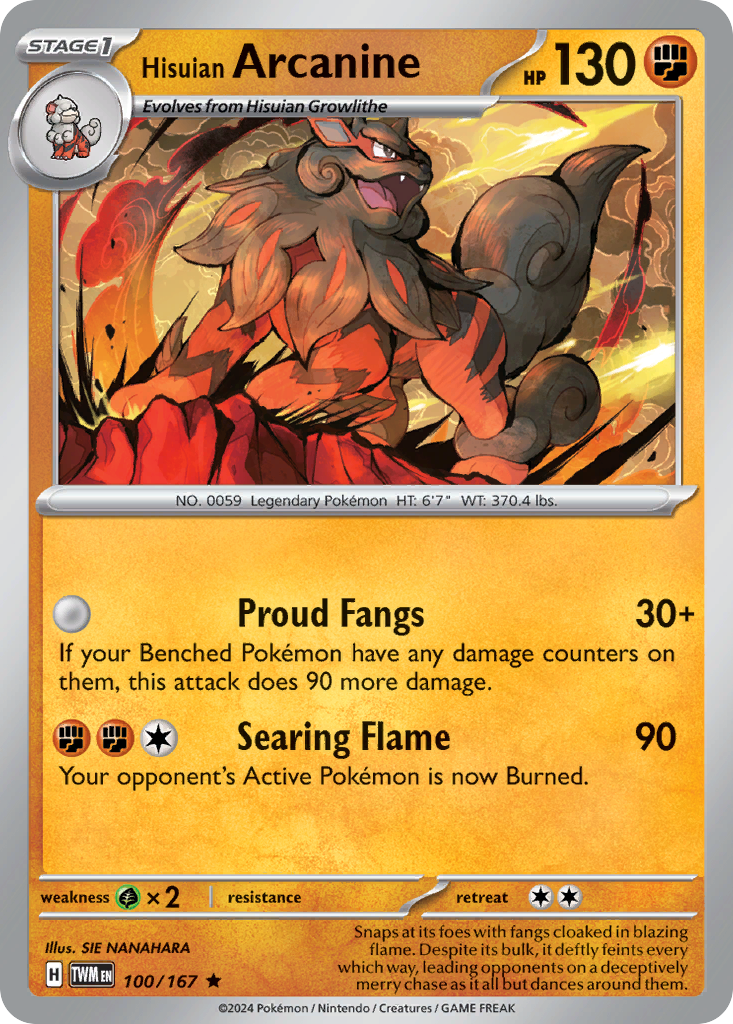 Hisuian Arcanine (100/167) - Twilight Masquerade Pokémon Card