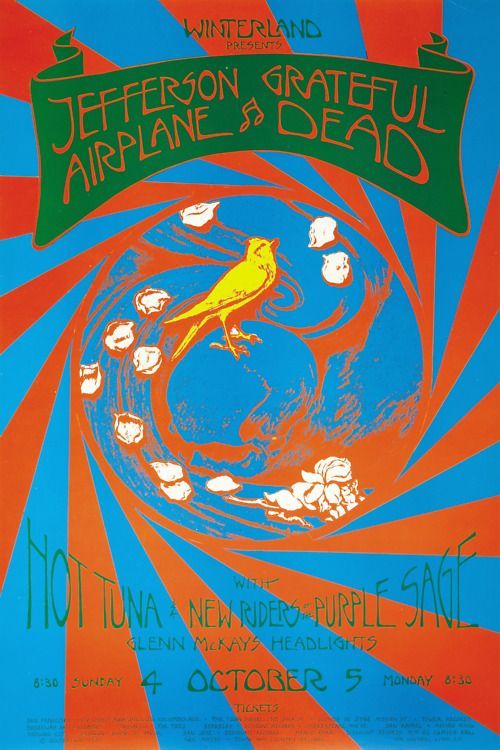 Grateful Dead & Jefferson Airplane Winterland 1970 Concert Poster