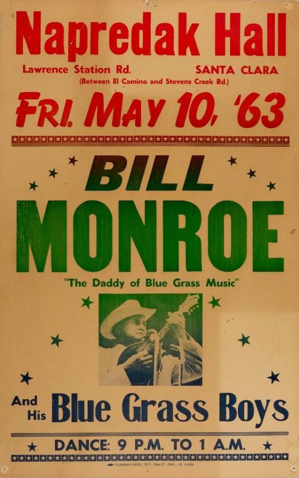 AOR-1.92-OP-1 Bill Monroe Napredak Hall 1963 Concert Poster