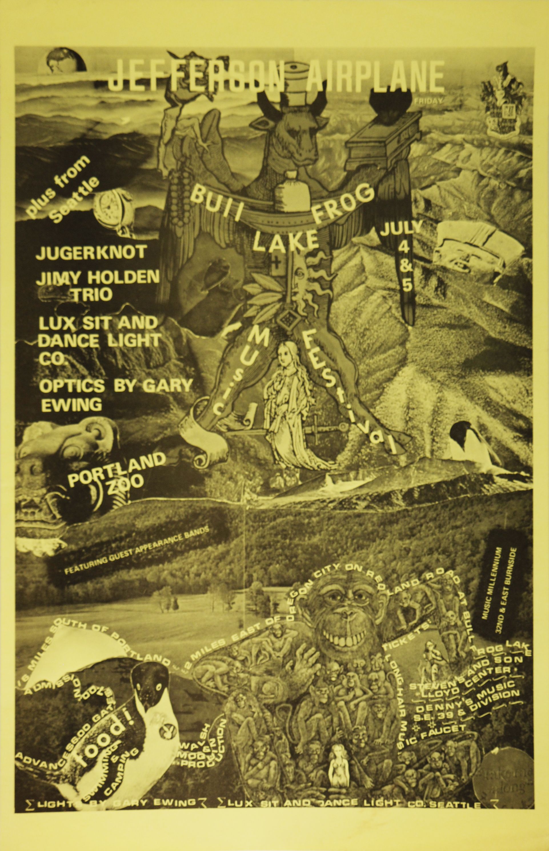 Jefferson Airplane Bull Frog Lake Festival 1969 Concert Poster