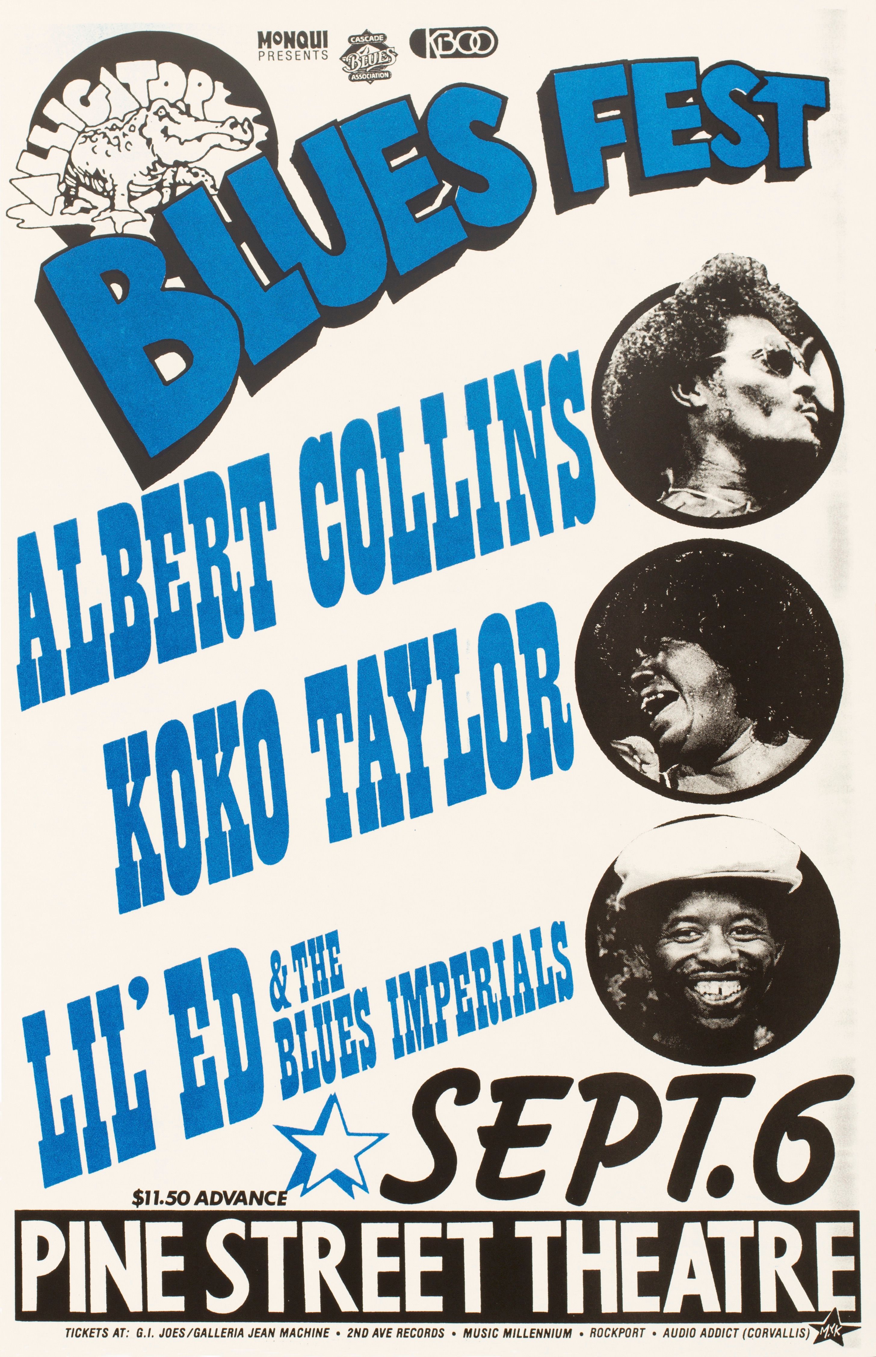 MXP-254.1 Alligator Blues Fest Pine Street Theatre 1987 Concert Poster
