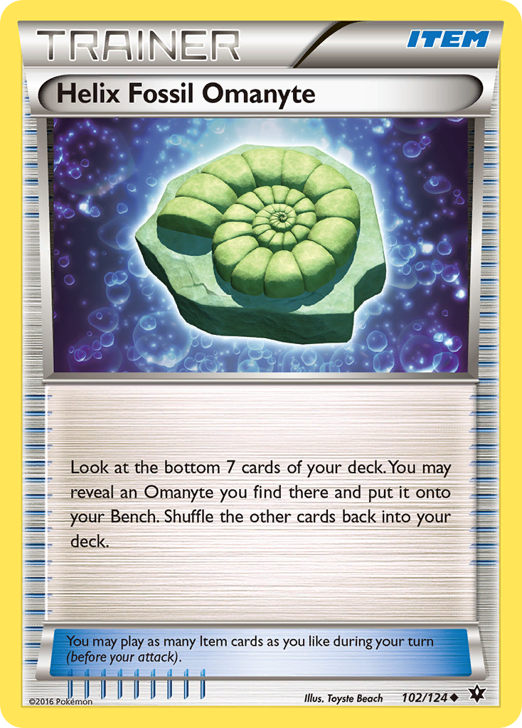 Helix Fossil Omanyte (Trainer: Item) (102/124) - Fates Collide Pokémon Card