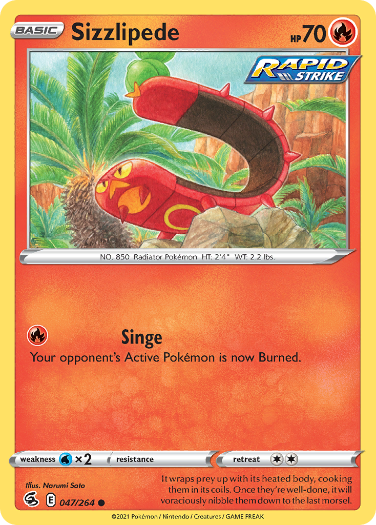 Sizzlipede (47/264) - Fusion Strike Pokémon Card