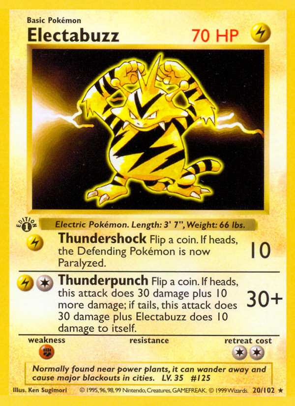 Electabuzz (20/102) - Base (1st Edition) Pokémon Card