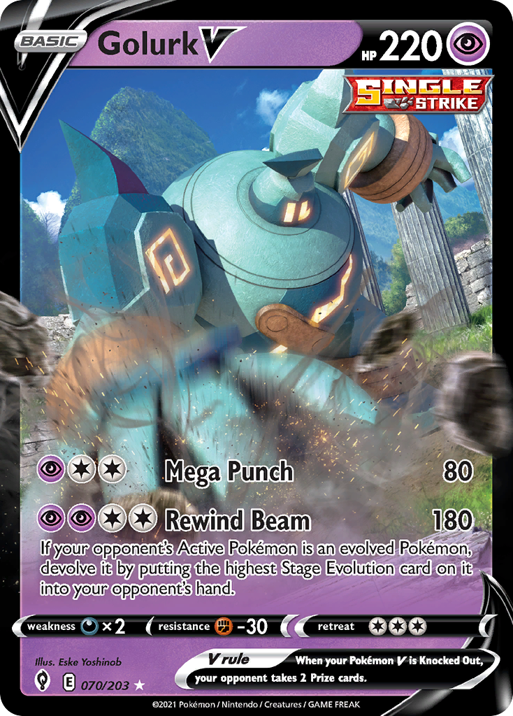 Golurk V (70/203) - Evolving Skies Pokémon Card