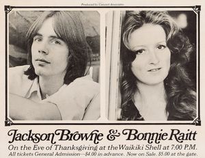 Jackson Browne & Bonnie Raitt Waikiki Shell Honolulu Handbill 1974