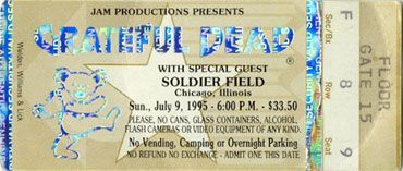 Grateful Dead at Soldier Field CONCERT TICKET **FINAL SHOW WITH JERRY GARCIA** 1995 Concert Poster