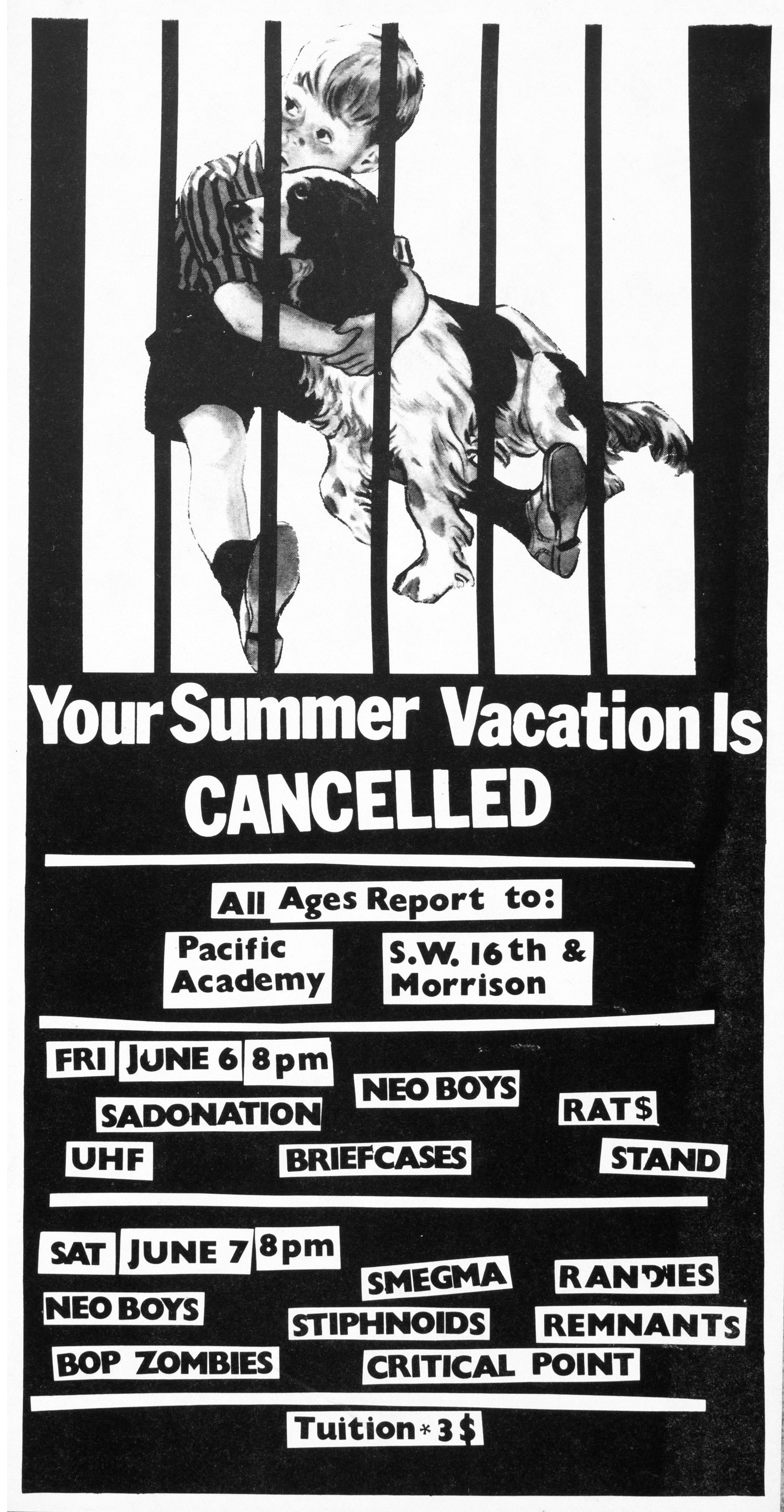 MXP-42.2 Your Summer Vacation Is Cancelled 1980 Pacific Academy  Jun 7 Concert Poster