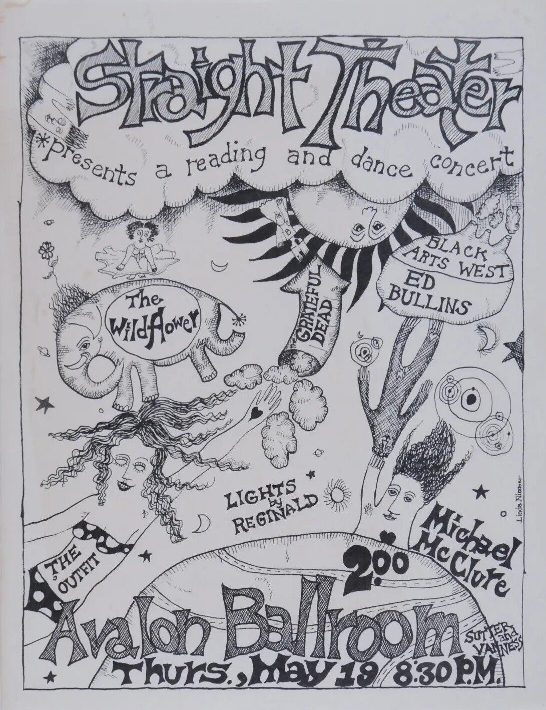 1966-Avalon Ballroom-A Reading & Dance Concert-Benefit for the Straight Theater-GRATEFUL DEAD Concert Poster