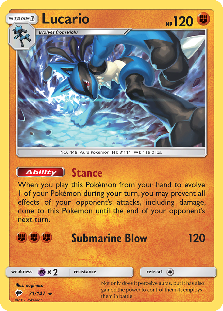 Lucario (71/147) - Burning Shadows Pokémon Card