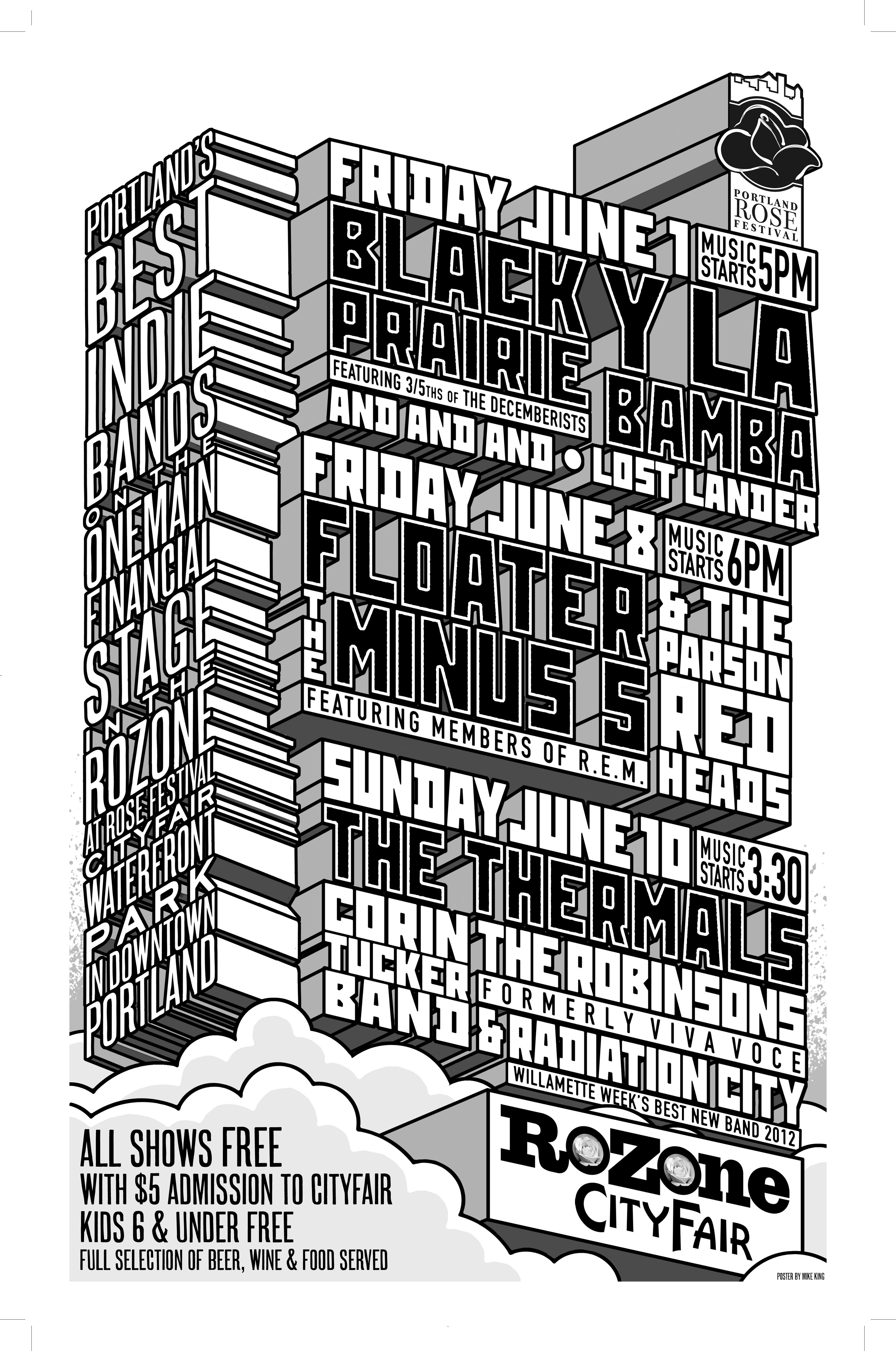 MXP-140.22 Portland Rose Festival Tom McCall Waterfront Park 2012 Concert Poster