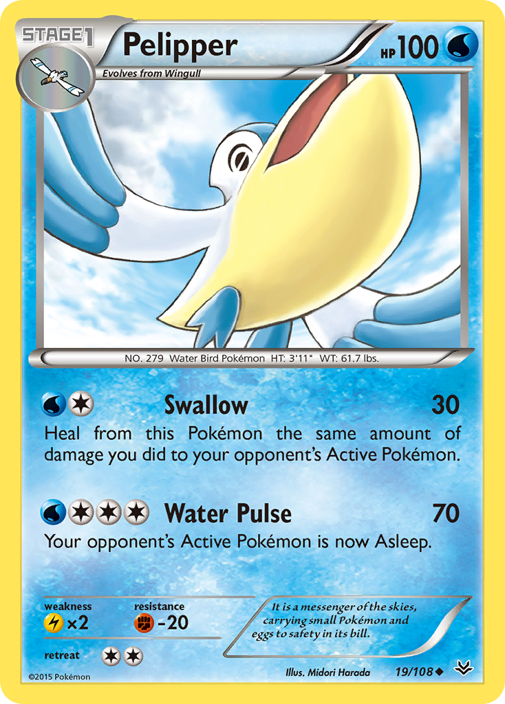 Pelipper (19/108) - Roaring Skies Pokémon Card