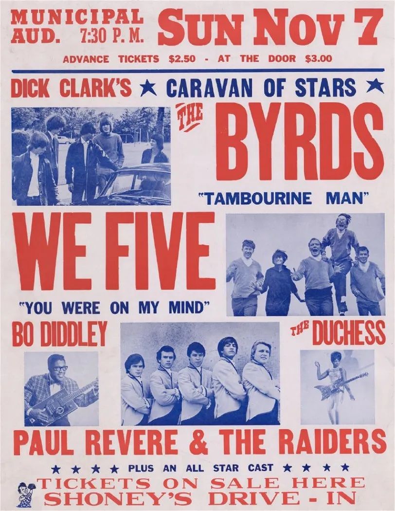 AOR-1.108 The Byrds Municipal Auditorium 1965 Concert Poster
