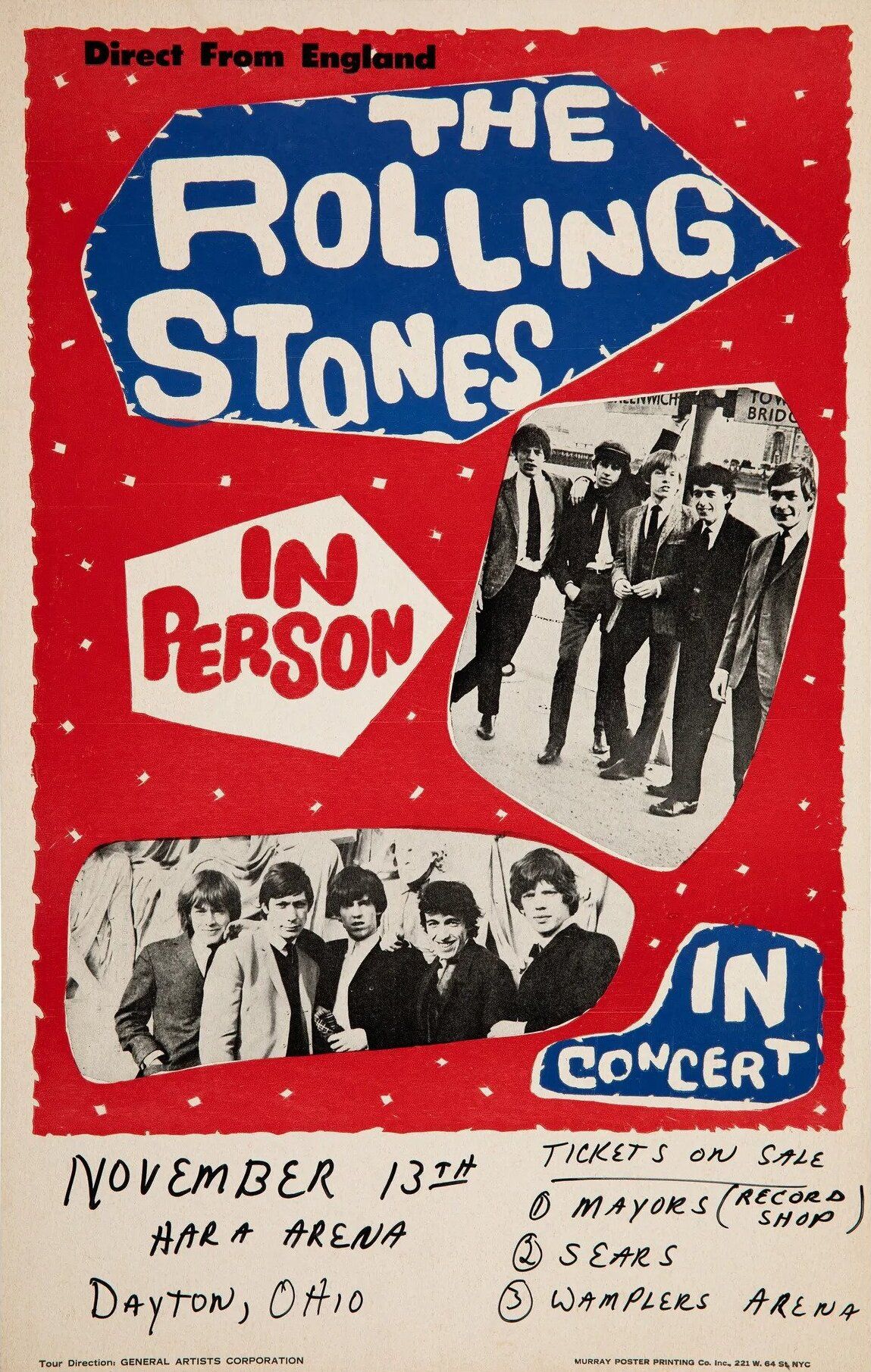 Rolling Stones Hara Arena 1964 Concert Poster