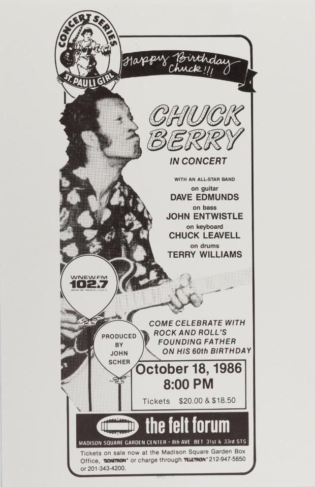 Chuck Berry Felt Forum 1986 Concert Poster