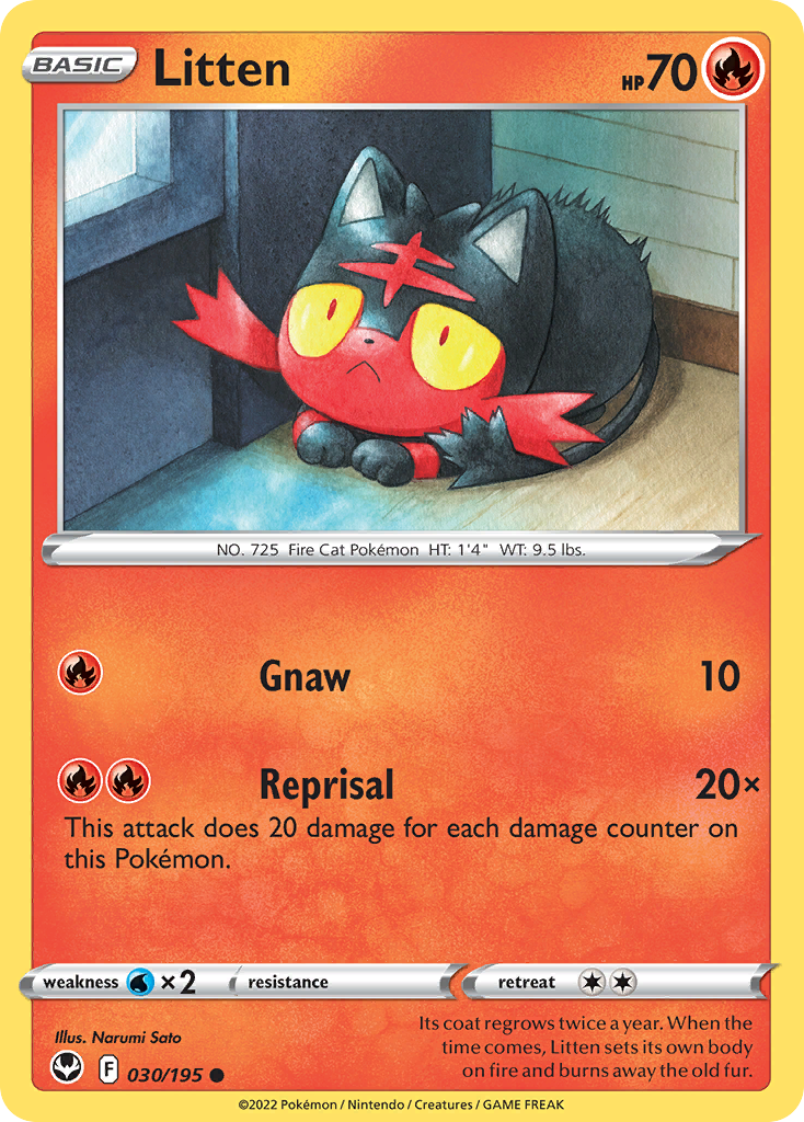 Litten (30/195) - Silver Tempest Pokémon Card