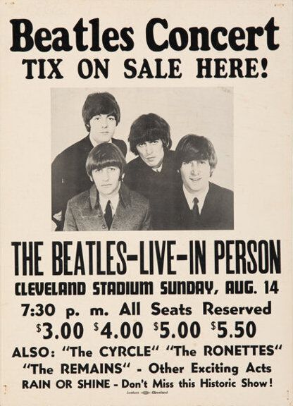 The Beatles Cleveland Stadium 1966 Concert Poster