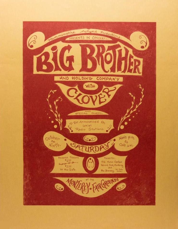 Big Brother & The Holding Company Monterey Fairgrounds 1971 Concert Poster