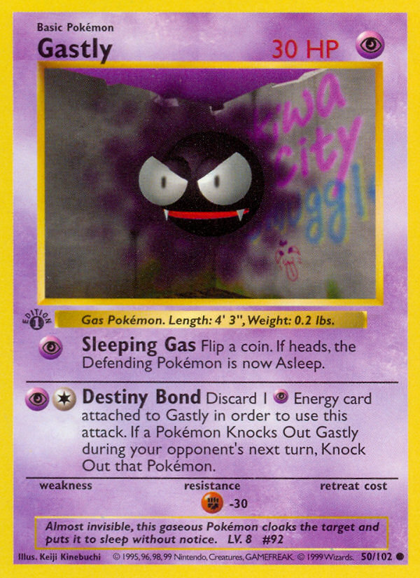 Gastly (50/102) - Base (1st Edition) Pokémon Card