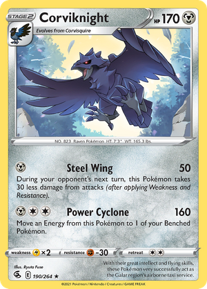 Corviknight (190/264) - Fusion Strike (Reverse Holo) Value - GoCollect